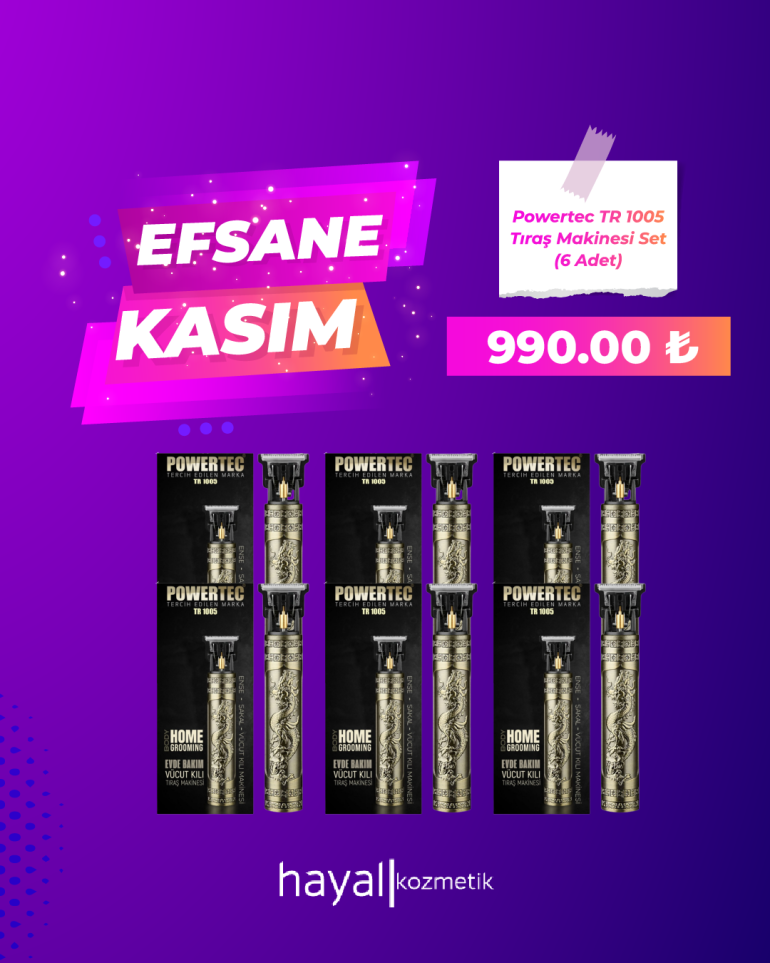 Powertec TR 1005 Tıraş Makinesi Set (6 Adet)